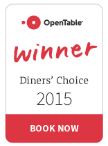 OpenTable Diners Choice Winner 2015 - book reservation now